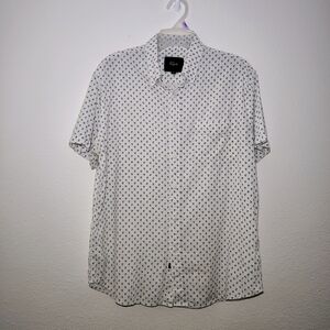 Rails Button Front Shirt White Blue Floral Short Sleeve Linen Blend Sz M